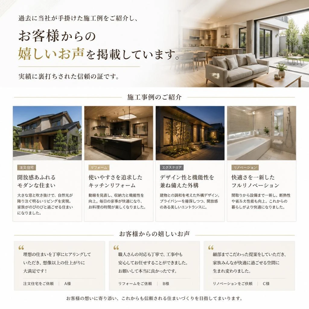 お客様の声 - 施工例とご満足の声