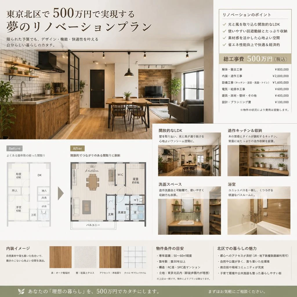 東京北区で500万円で実現する夢のリノベーションプラン