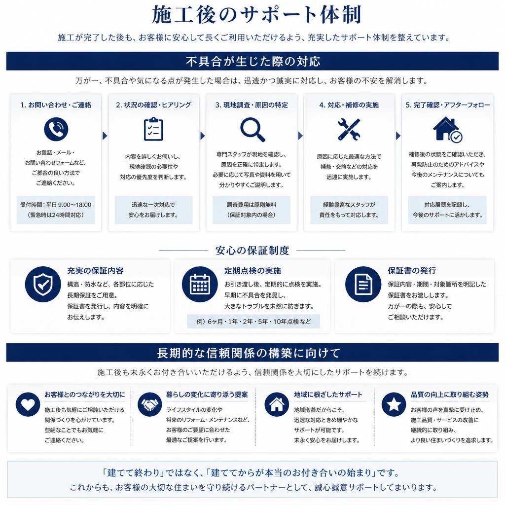丁寧なアフターフォローで安心