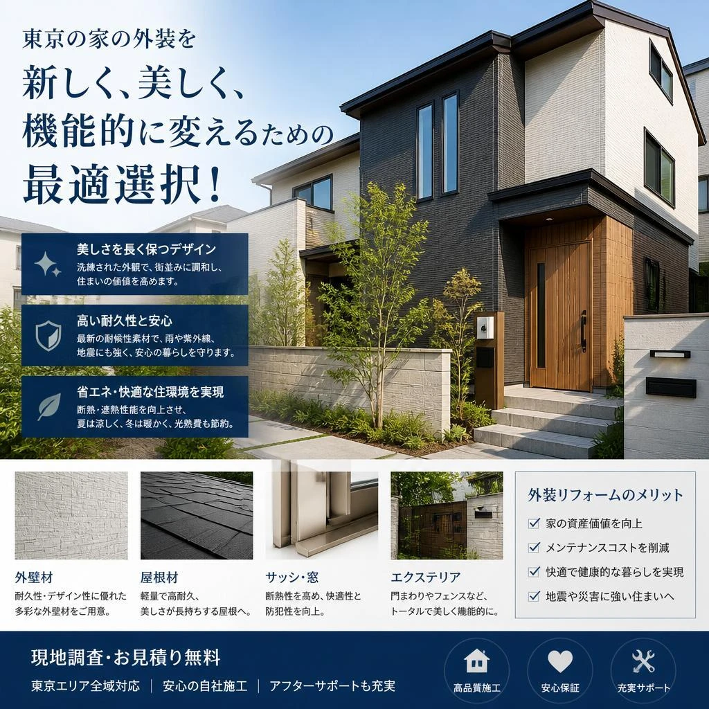 東京の家の外装を新しく、美しく、機能的に変えるための最適選択！