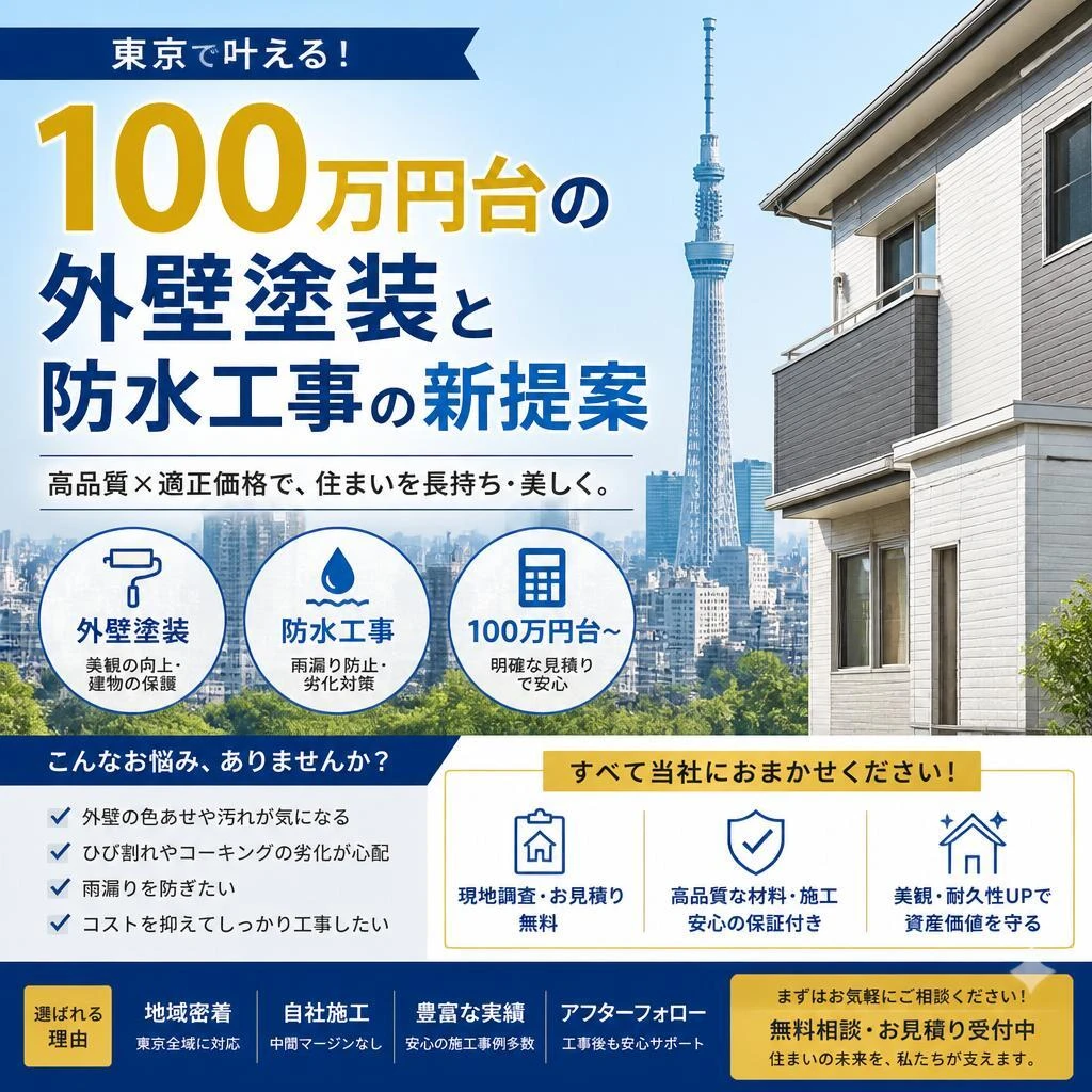 東京で叶える！100万円台の外壁塗装と防水工事の新提案