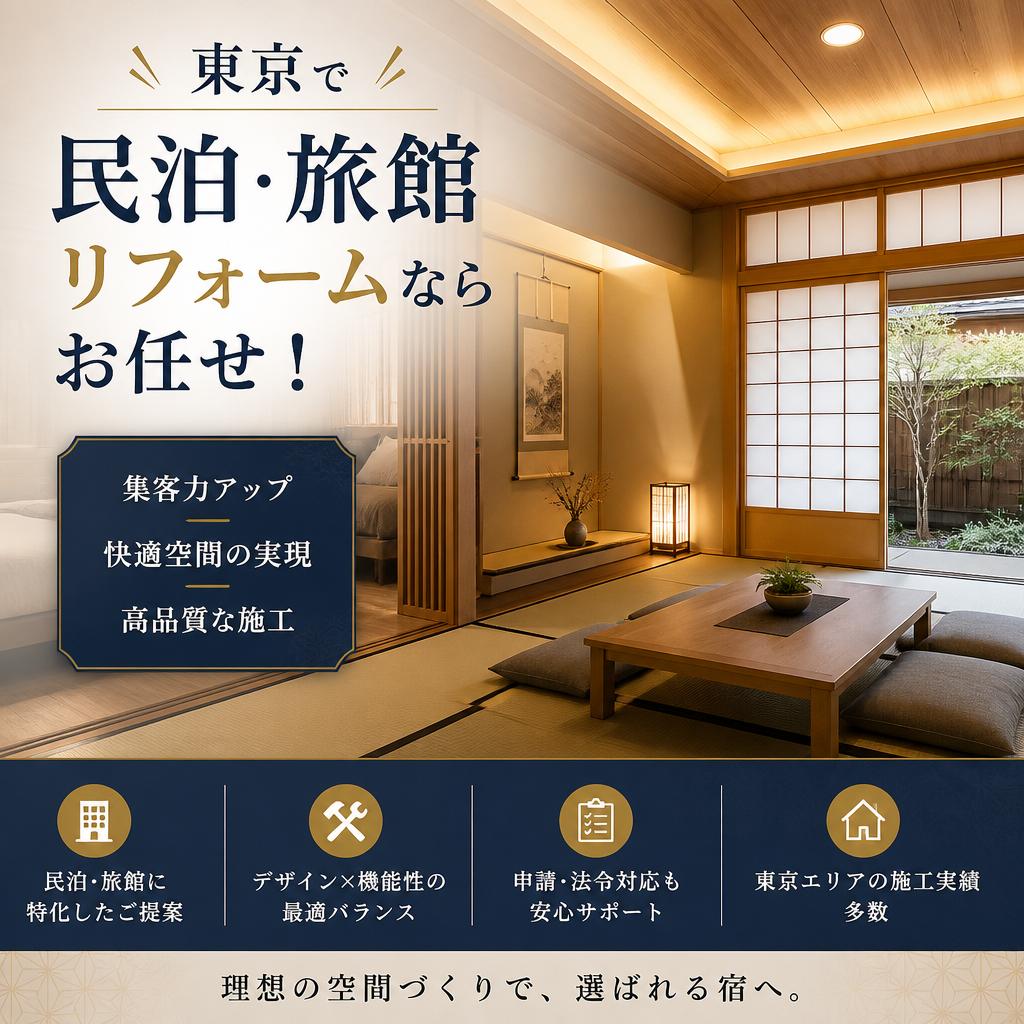 東京で民泊・旅館リフォームならお任せ！