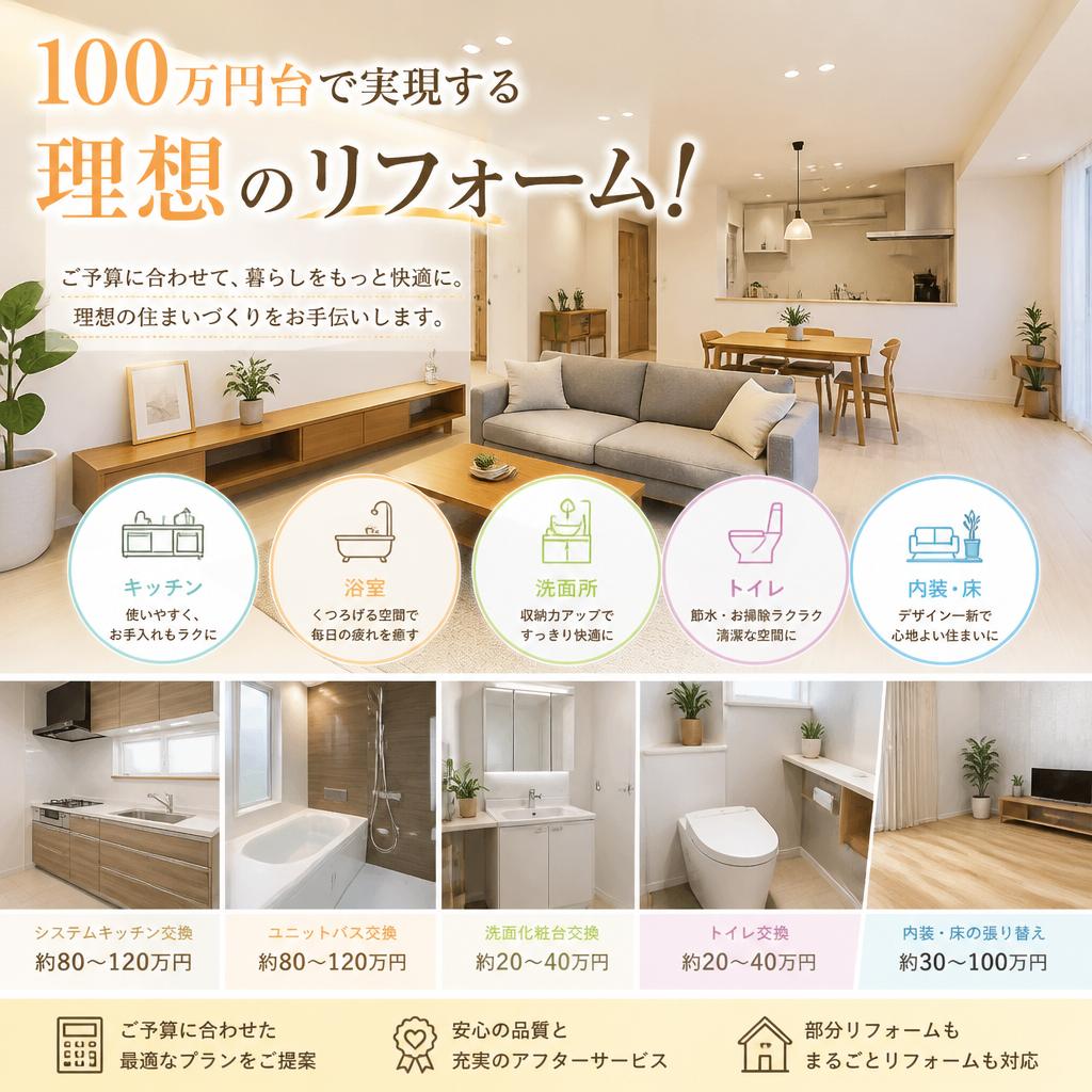 100万円台で実現する理想のリフォーム！