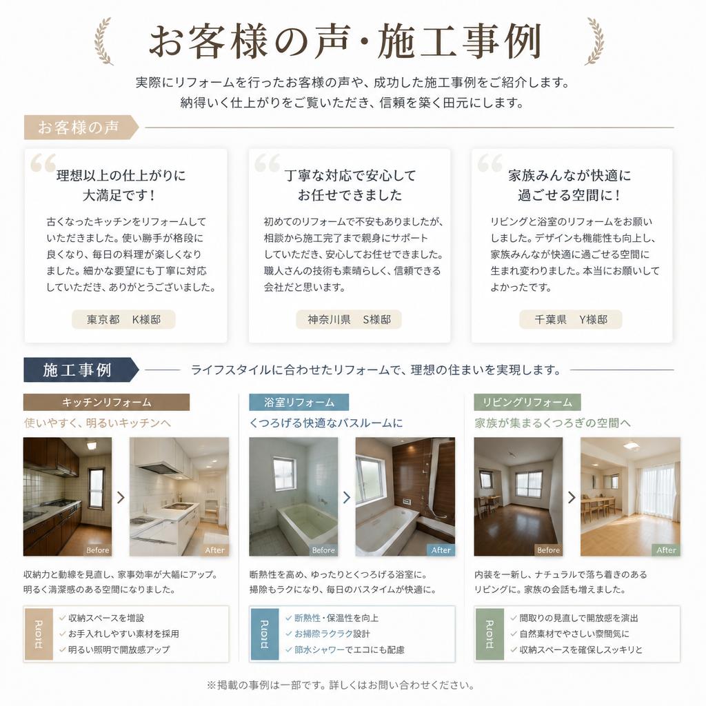 施行実績の紹介：お客様の声と成功事例