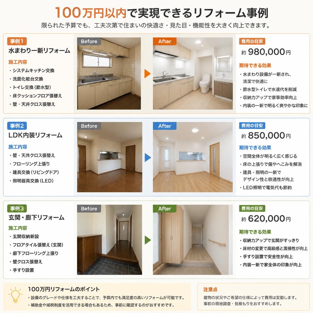2. 100万円でできるリフォーム例