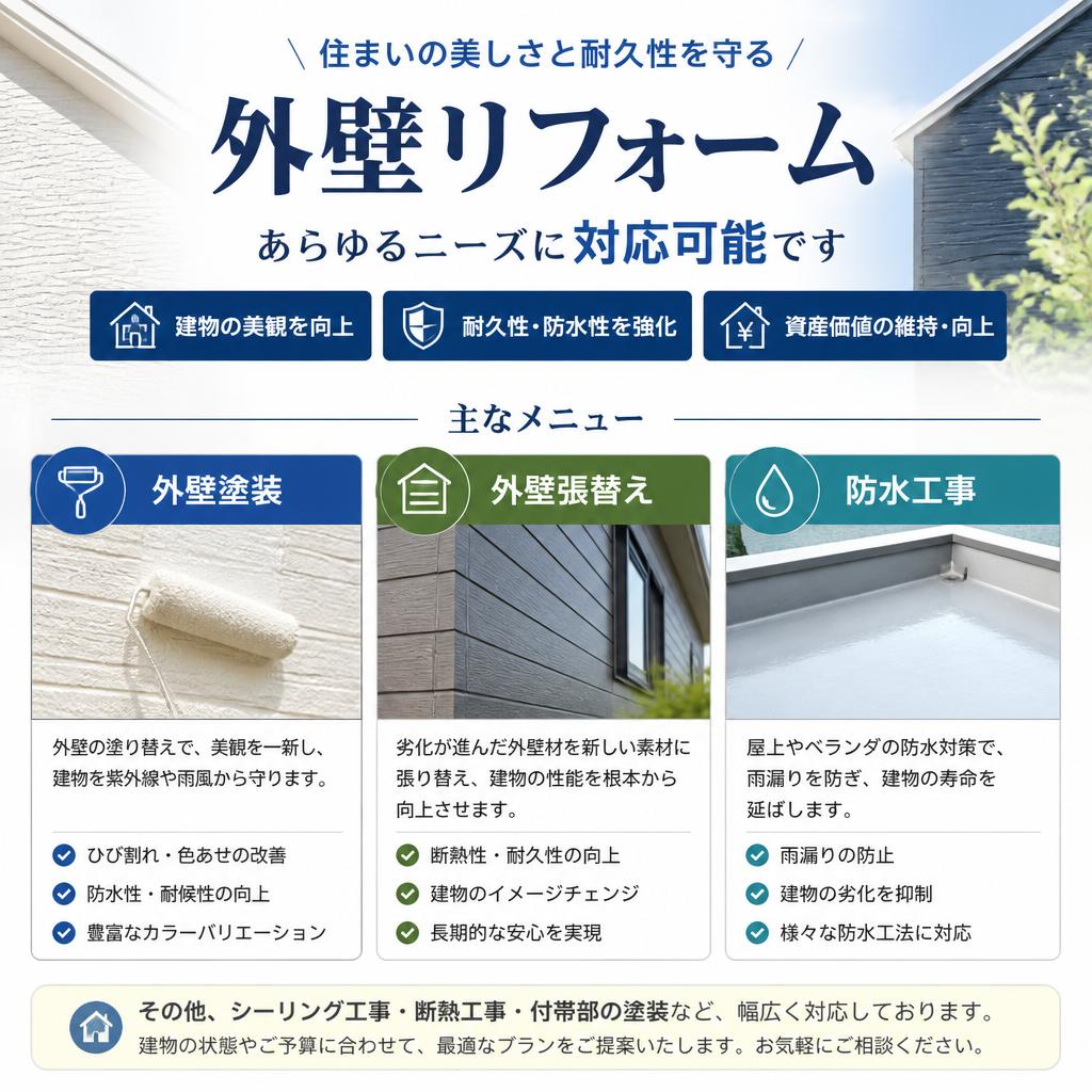 幅広い施工メニュー