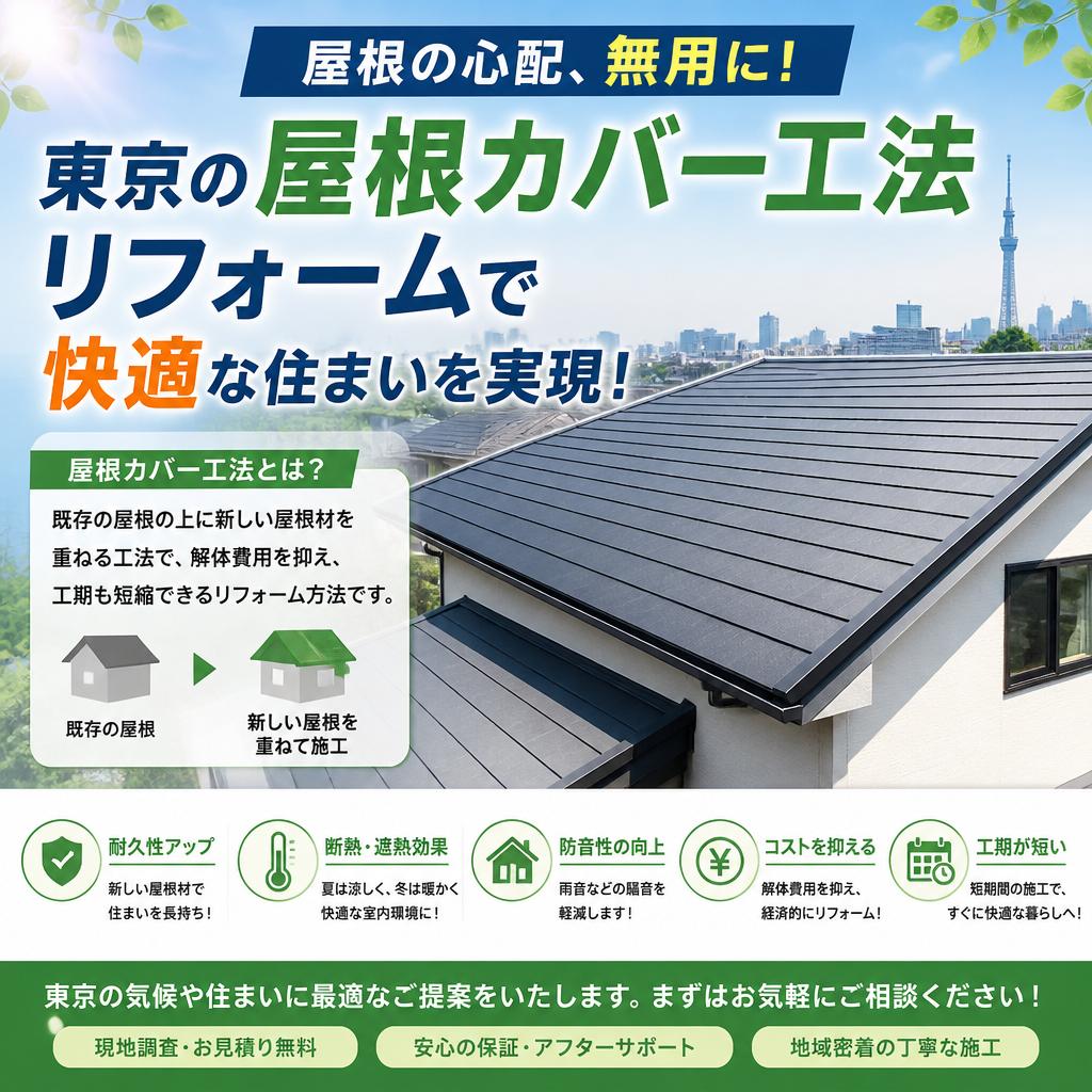 屋根の心配、無用に！東京の屋根カバー工法リフォームで快適な住まいを実現！