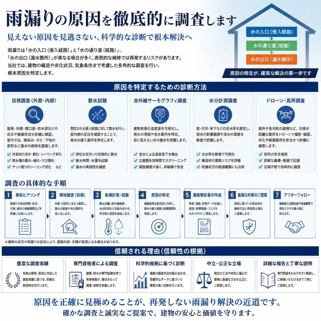 当社の専門的な雨漏り診断