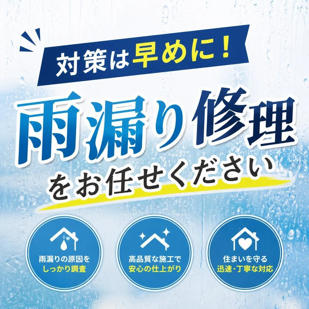 「対策は早めに！雨漏り修理をお任せください」