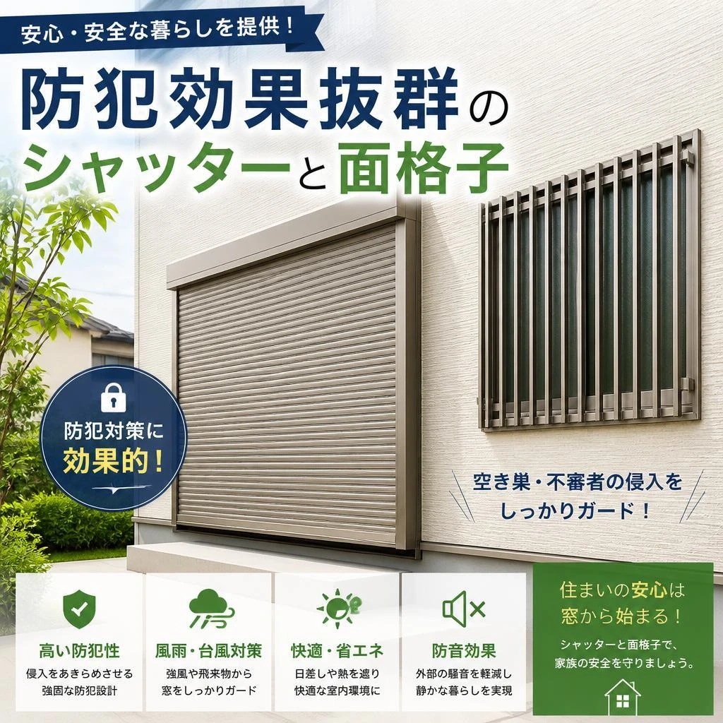 安心・安全な暮らしを提供！防犯効果抜群のシャッターと面格子
