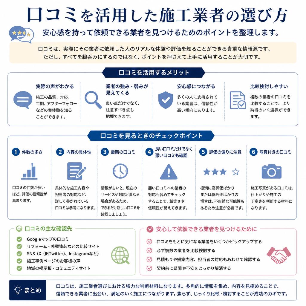 5. 口コミで選ぶ！信頼できる施工業者とは？