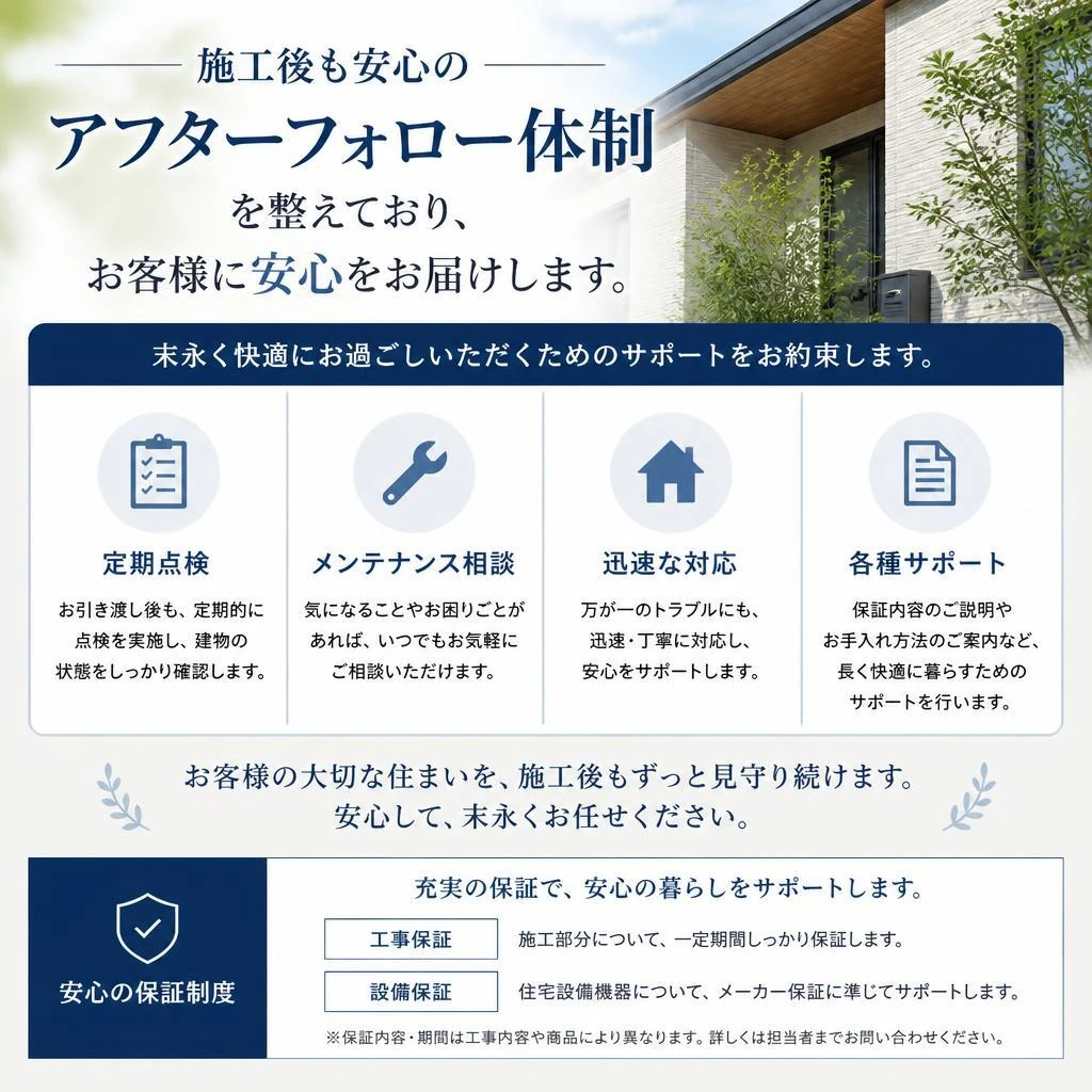充実したアフターフォロー