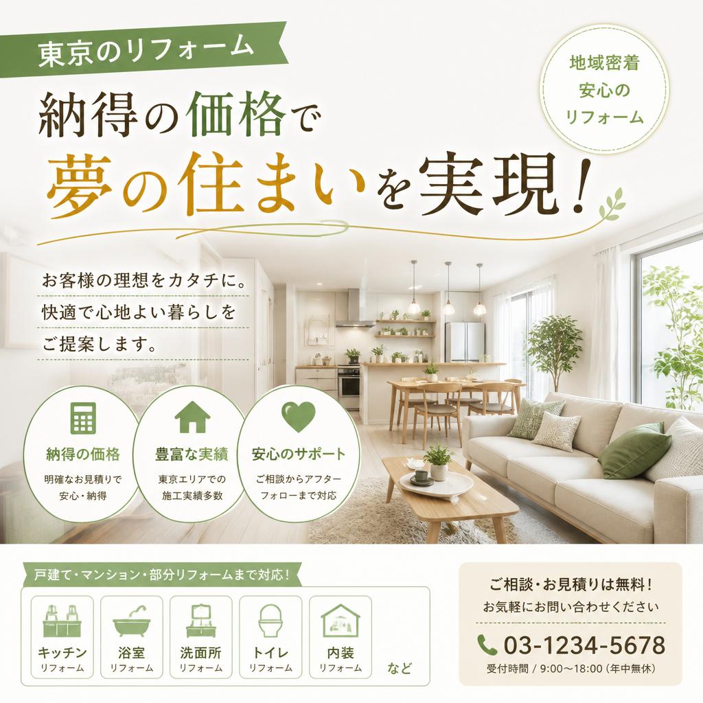 東京のリフォーム、納得の価格で夢の住まいを実現！