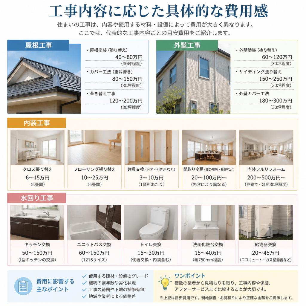 工事内容別の費用ガイド
