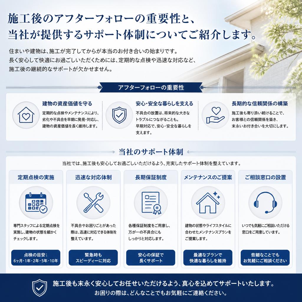 アフターフォローの重要性と当社の対応