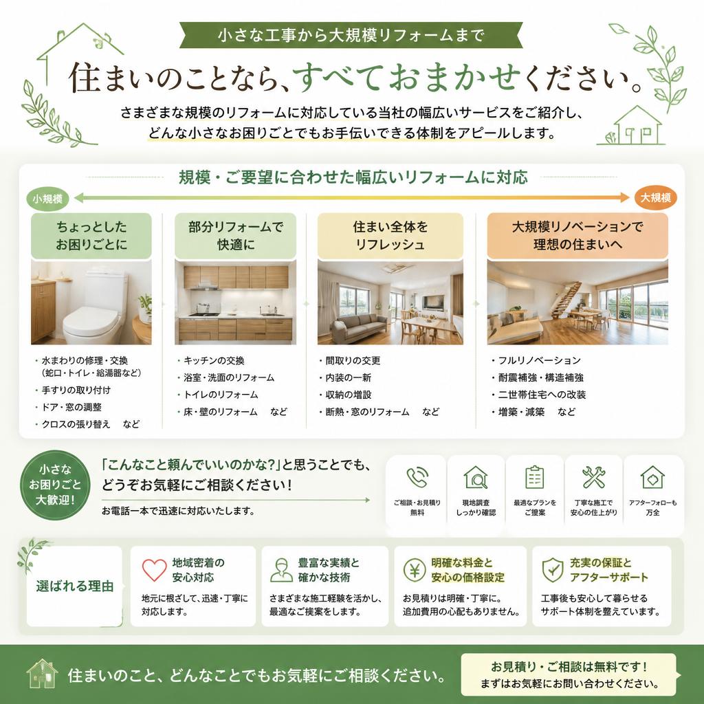 5. 小規模修理から大規模改装まで対応
