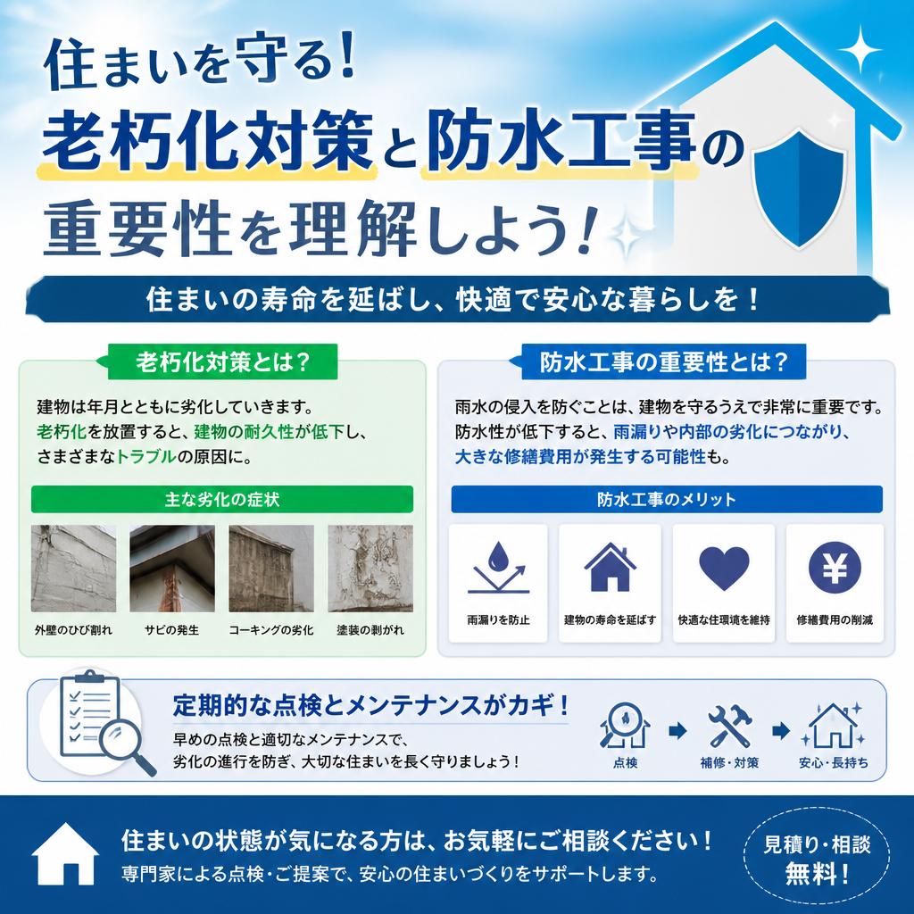 住まいを守る！老朽化対策と防水工事の重要性を理解しよう！