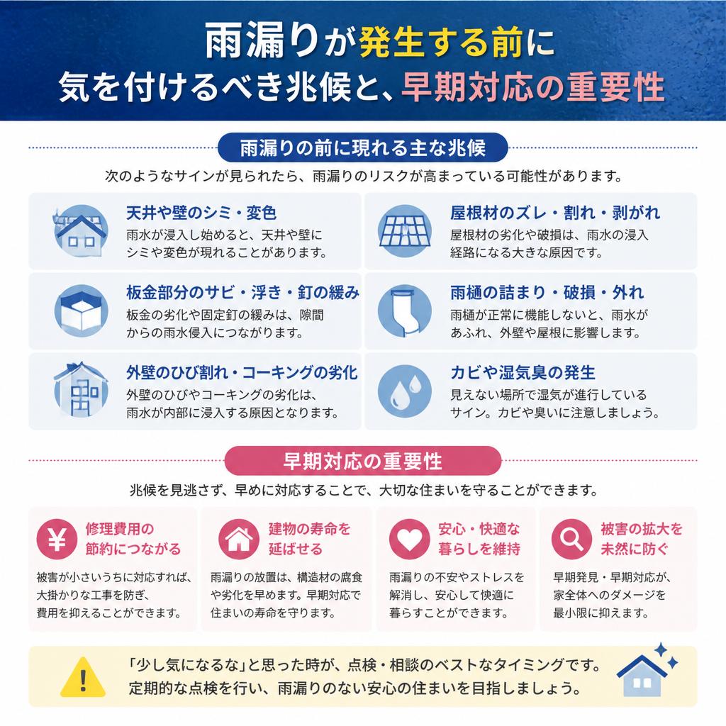 4. 雨漏りの兆候とその対策