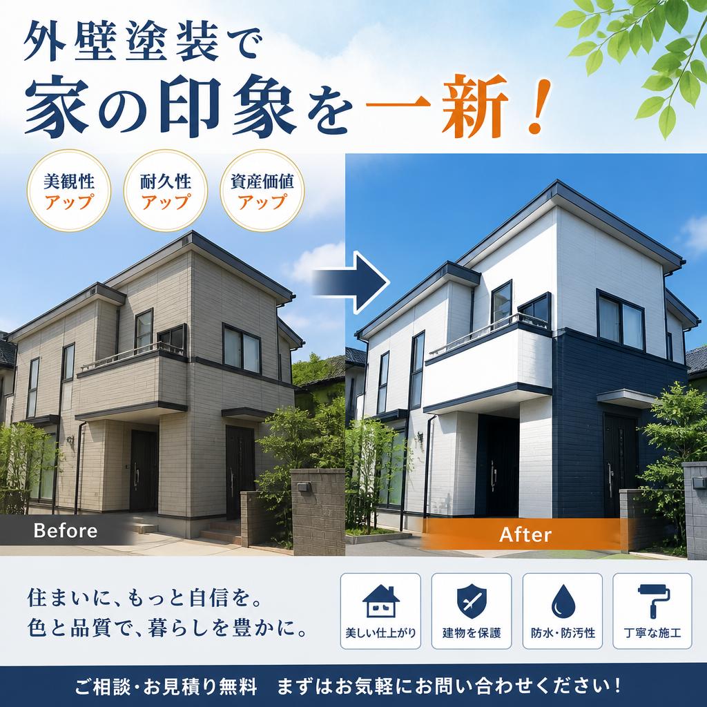 外壁塗装で家の印象を一新！