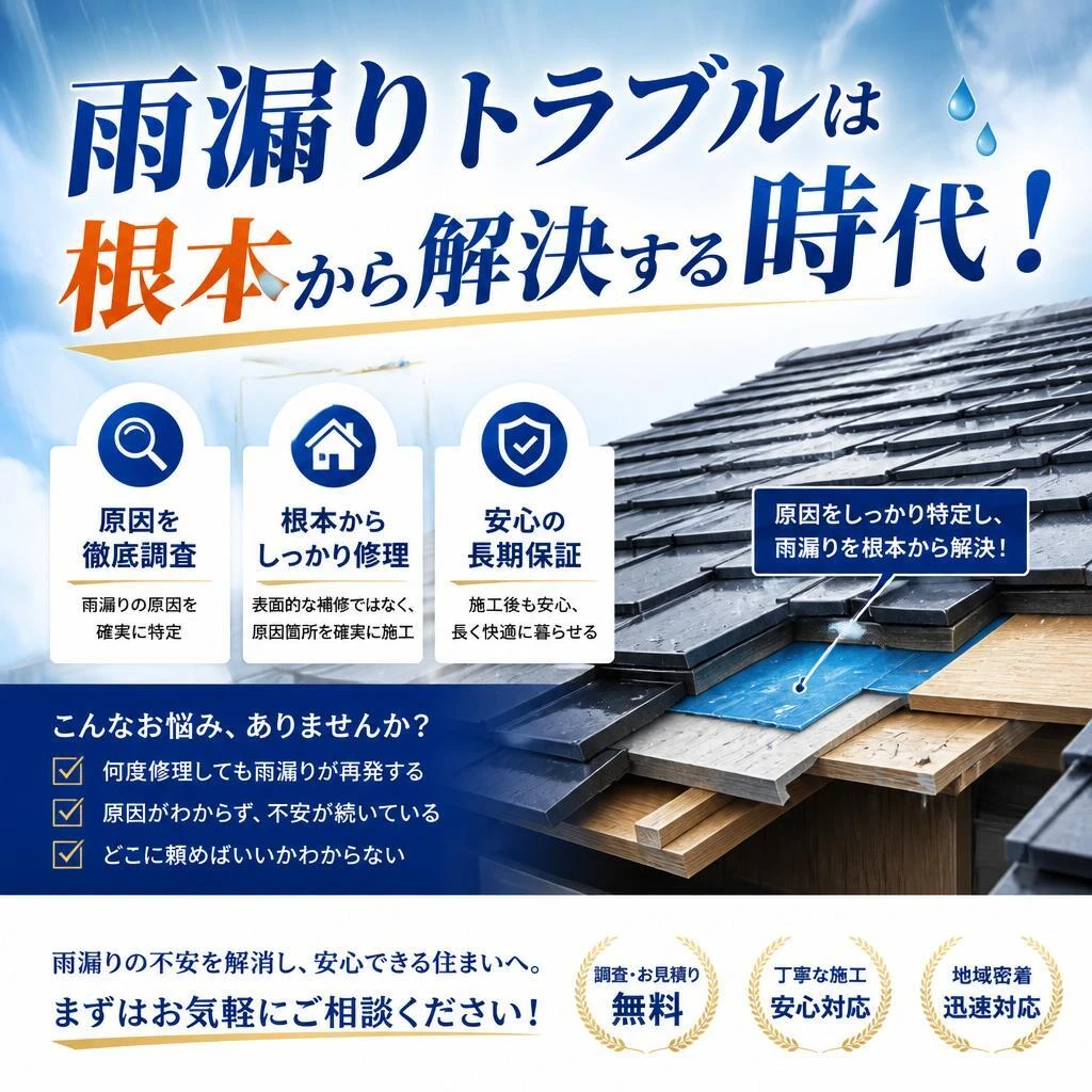 雨漏りトラブルは根本から解決する時代！