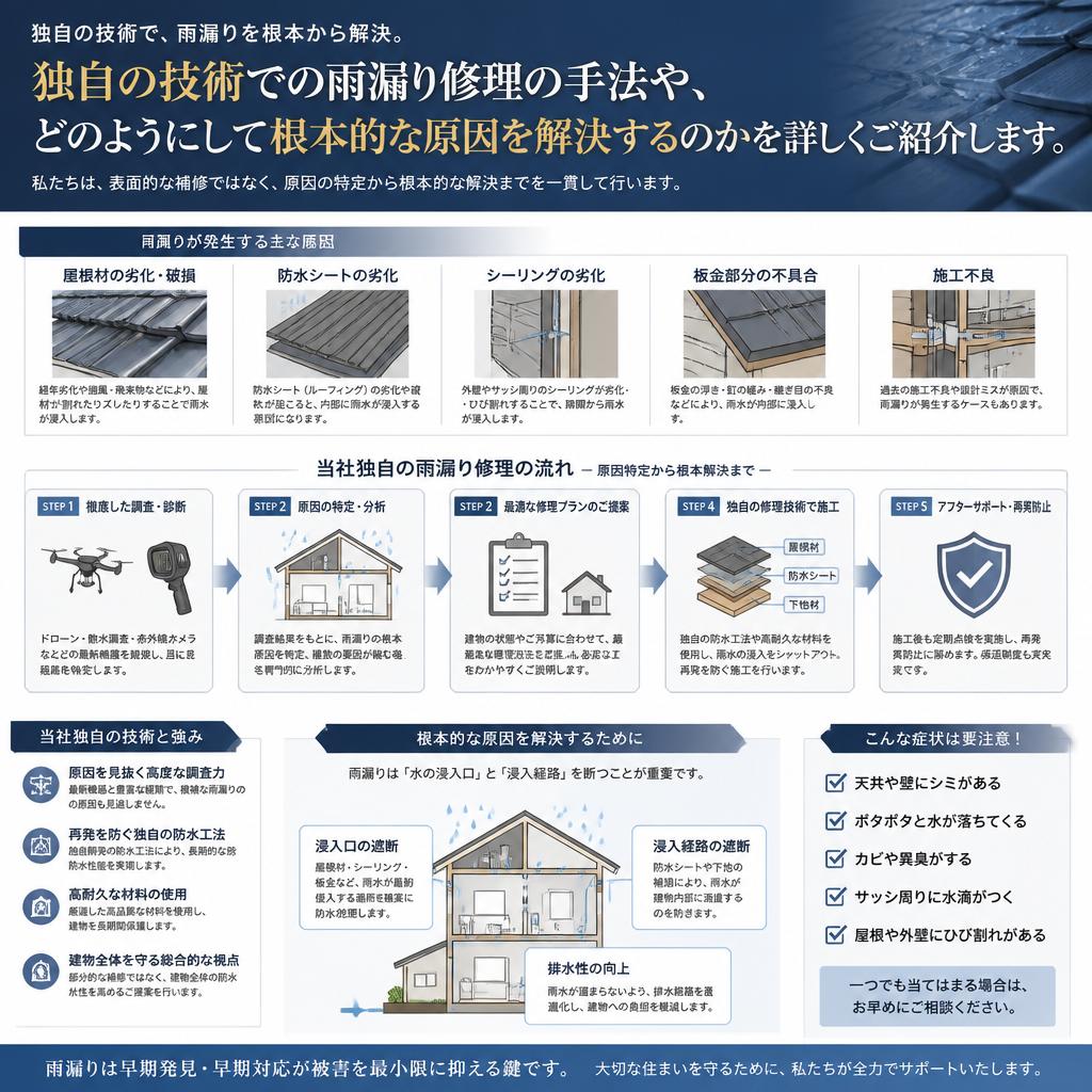 当社の雨漏り修理技術