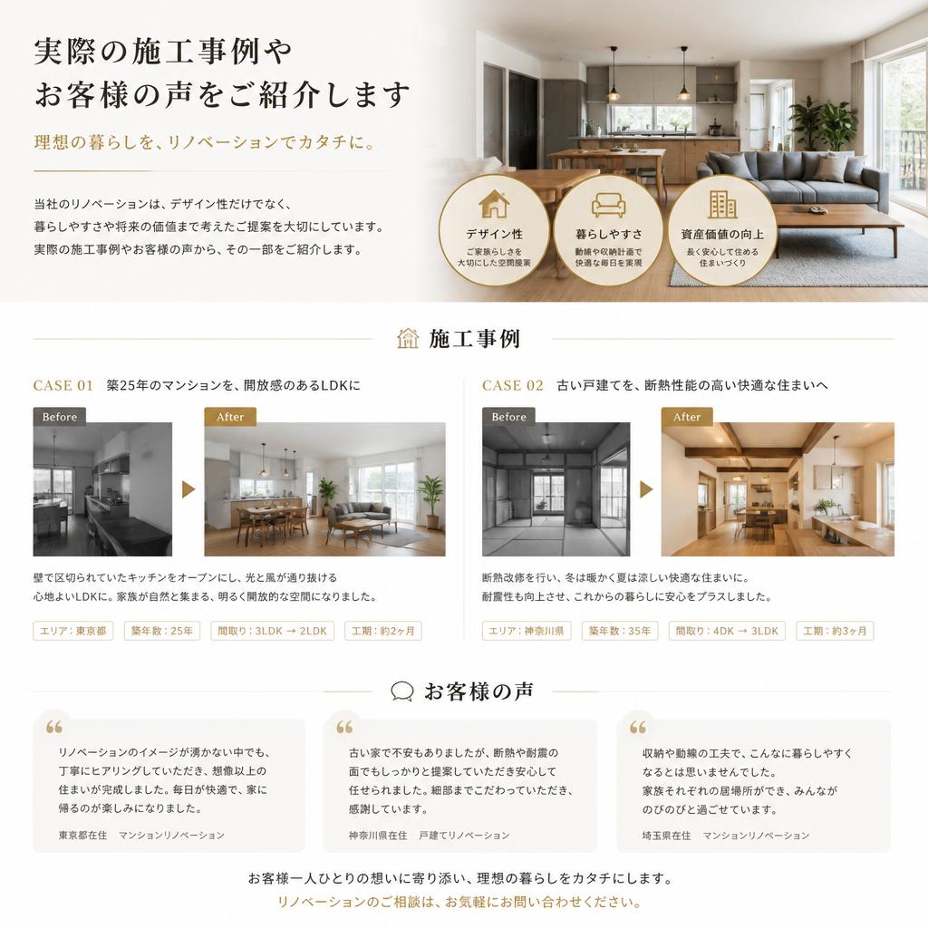 お客様の声と施工実績