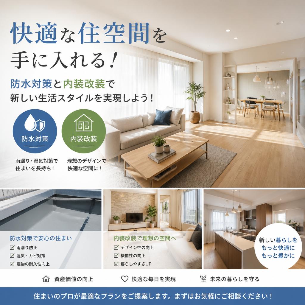快適な住空間を手に入れる！防水対策と内装改装で新しい生活スタイルを実現しよう！