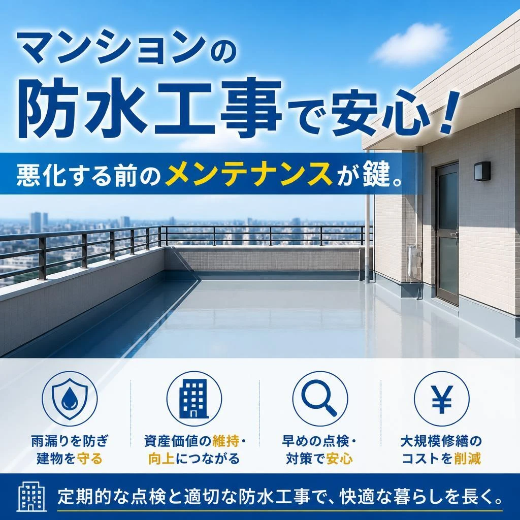 マンションの防水工事で安心！悪化する前のメンテナンスが鍵。