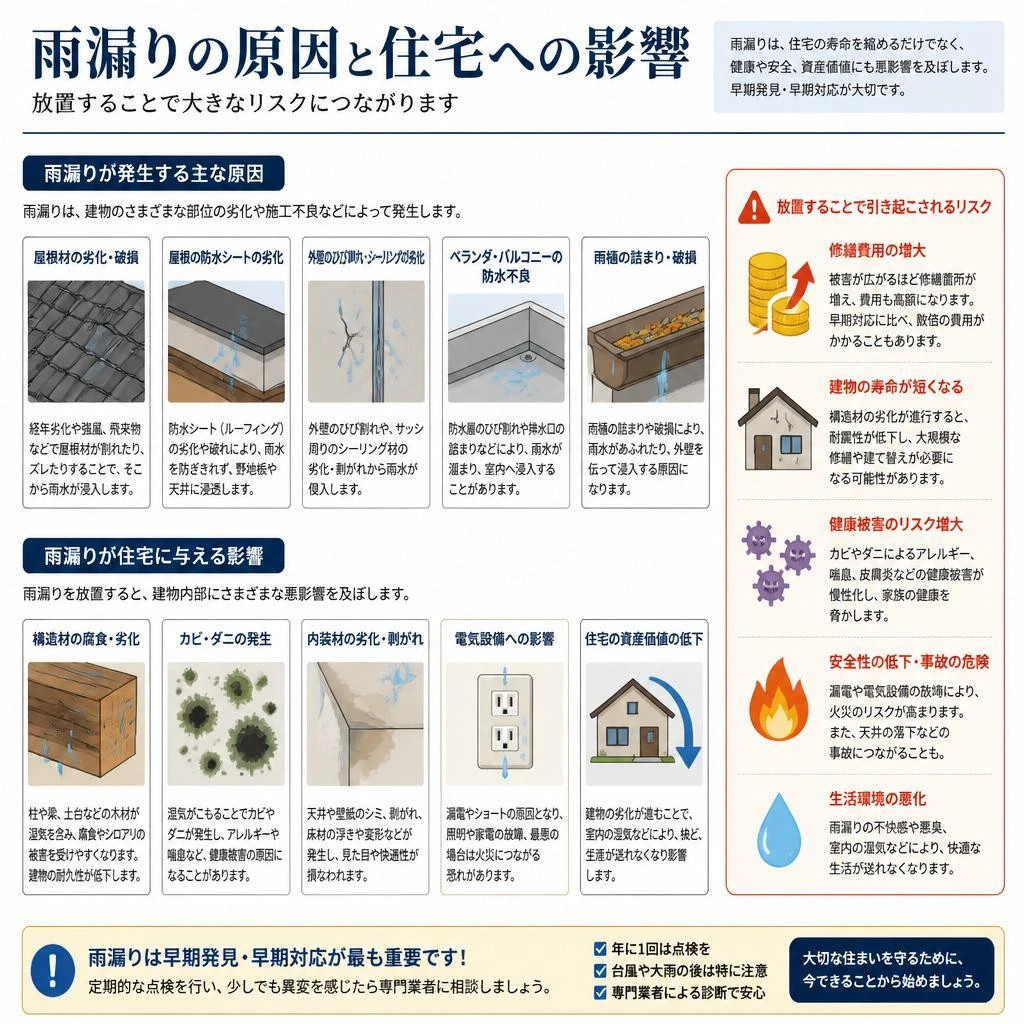 2. 雨漏りの原因と影響