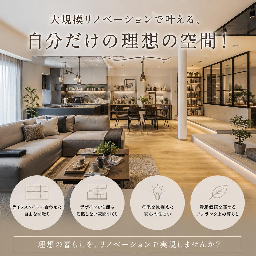 大規模リノベーションで叶える、自分だけの理想の空間！