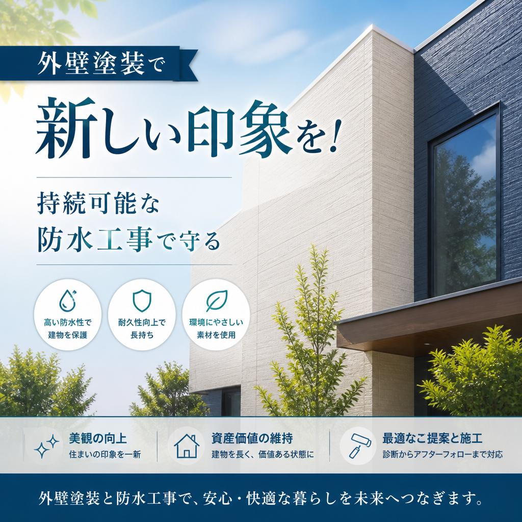 外壁塗装で新しい印象を！持続可能な防水工事で守る