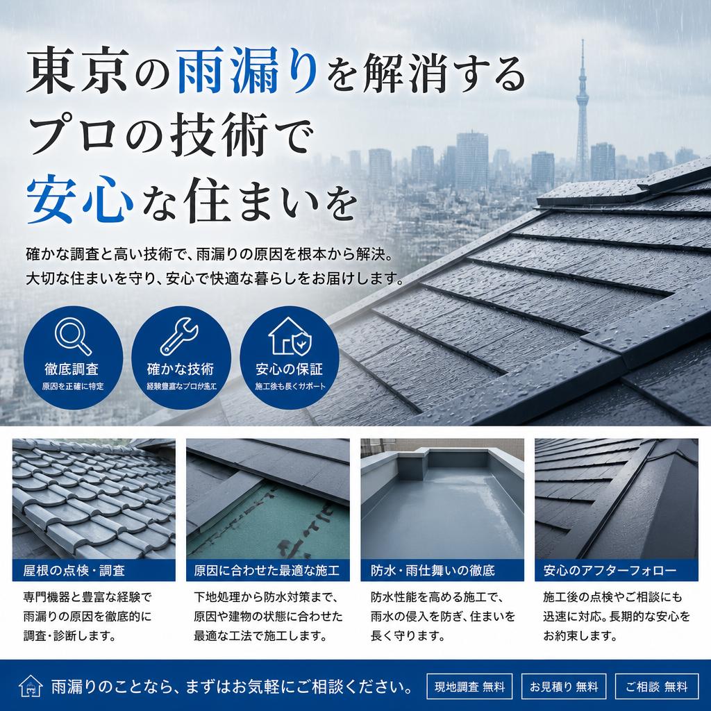 東京の雨漏りを解消するプロの技術で安心な住まいを