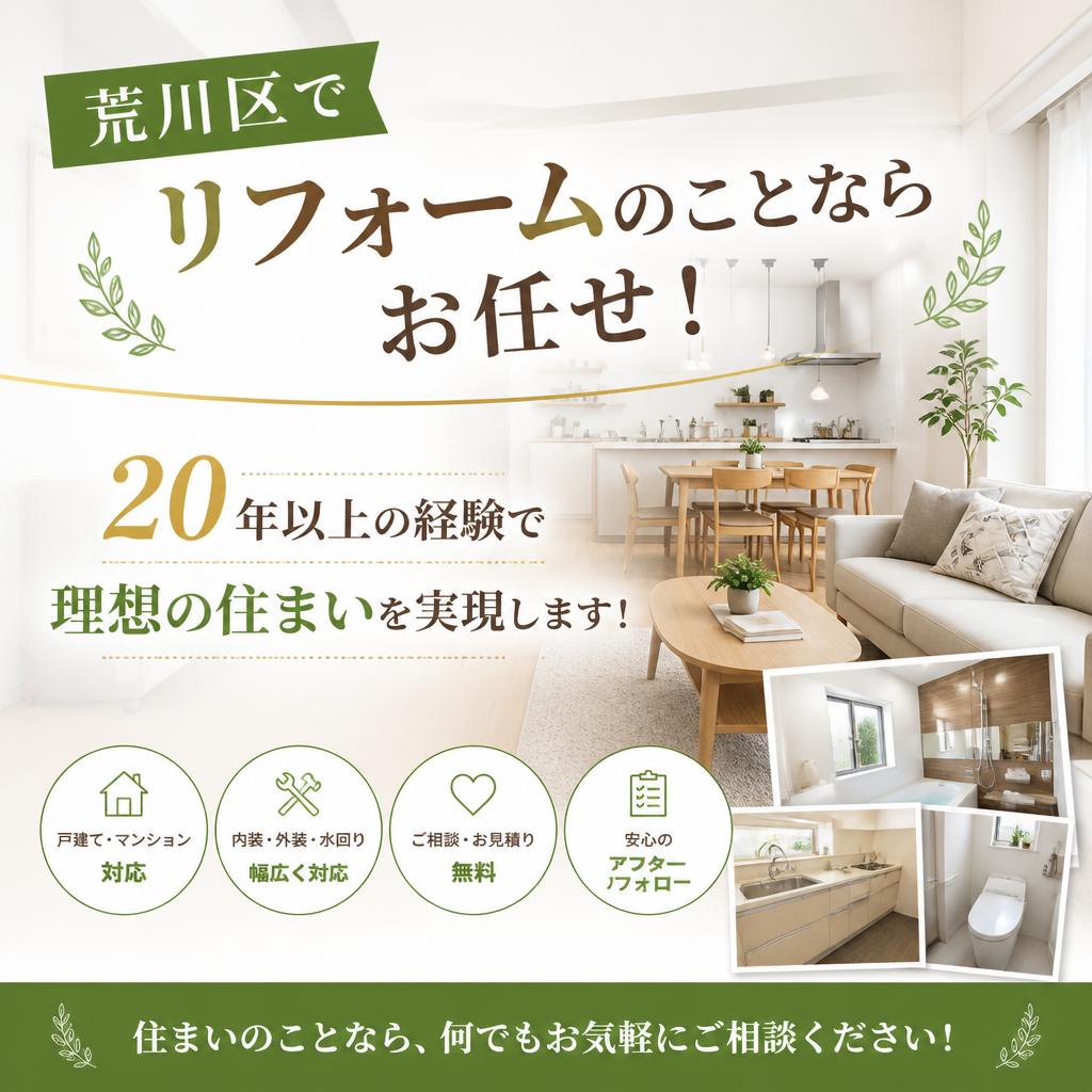 荒川区でリフォームのことならお任せ！ 20年以上の経験で理想の住まいを実現します！
