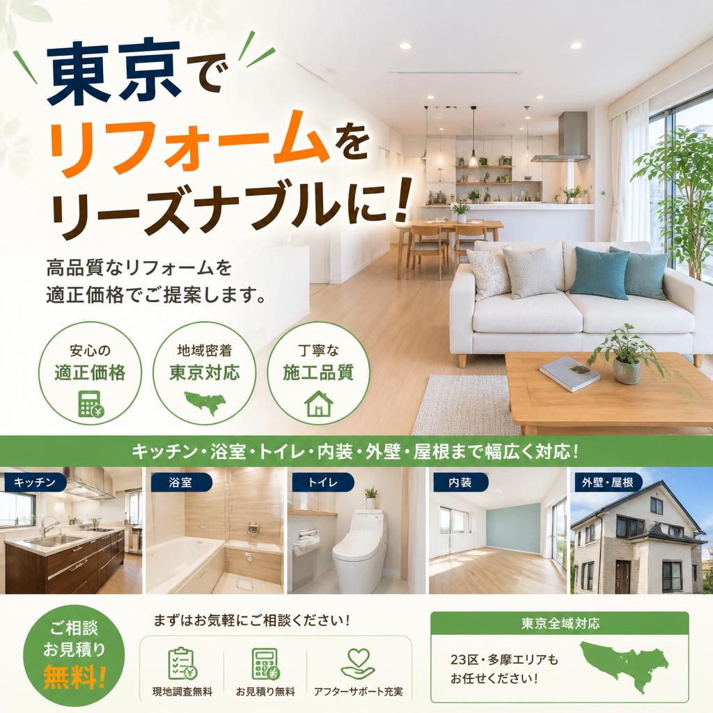東京でリフォームをリーズナブルに！