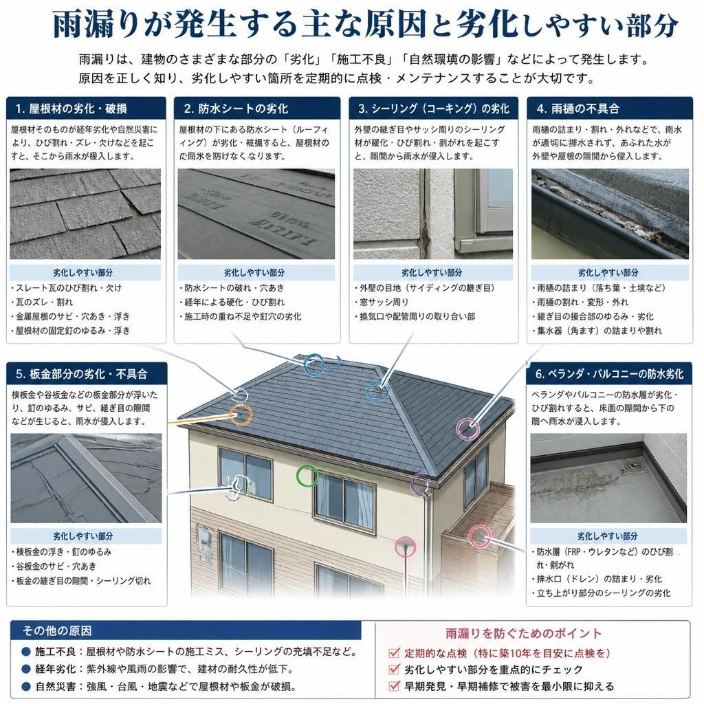 2. 雨漏りの主な原因