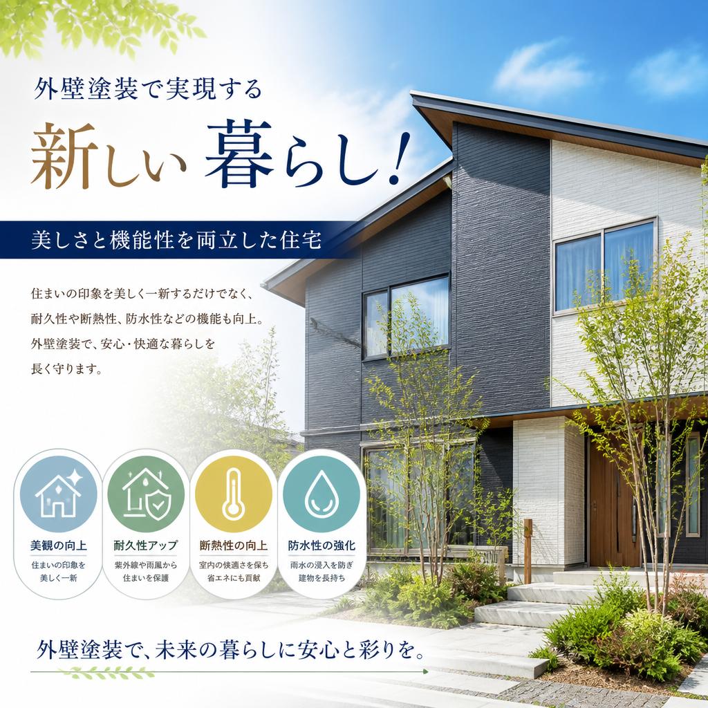 外壁塗装で実現する新しい暮らし！美しさと機能性を両立した住宅