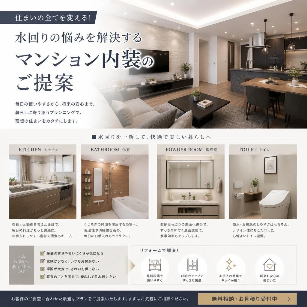 住まいの全てを変える！水回りの悩みを解決するマンション内装のご提案