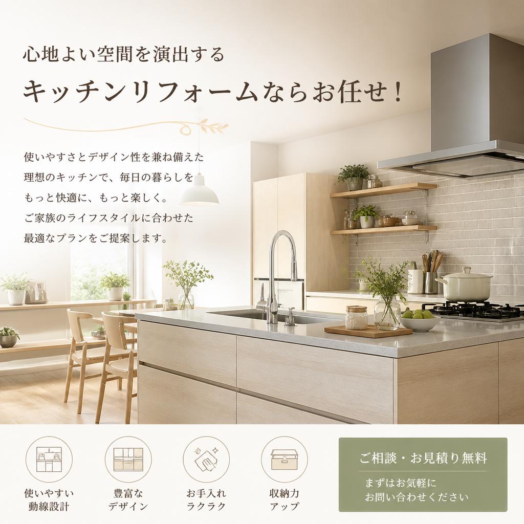 心地よい空間を演出するキッチンリフォームならお任せ！