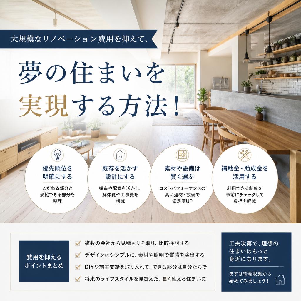 大規模なリノベーション費用を抑えて、夢の住まいを実現する方法！