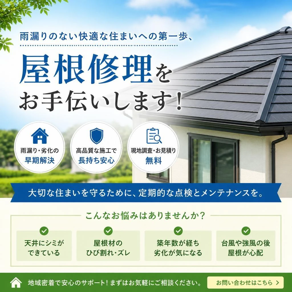 雨漏りのない快適な住まいへの第一歩、屋根修理をお手伝いします！