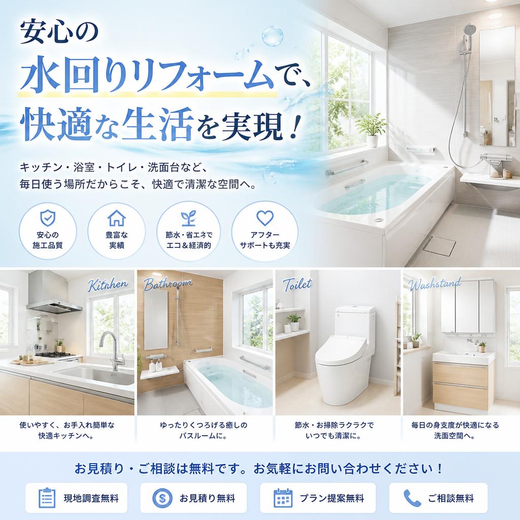 安心の水回りリフォームで、快適な生活を実現！